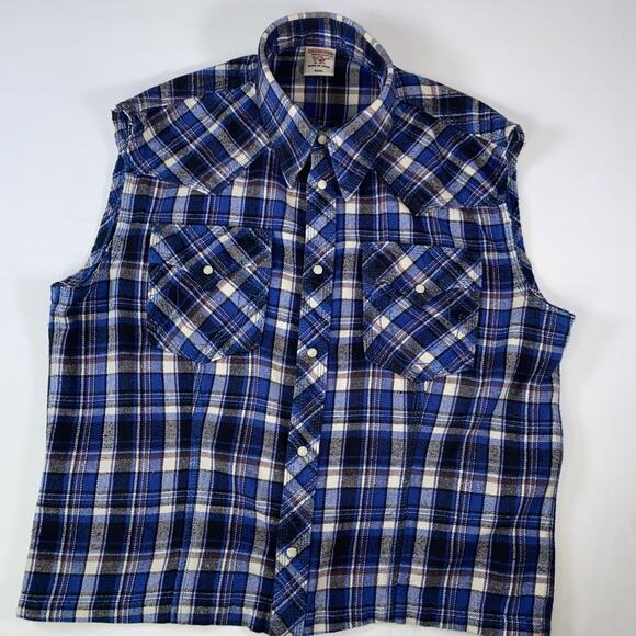 True Religion Western Plaid Cut Off Sleeve Vest Mens Size XXXL - Picture 1 of 10